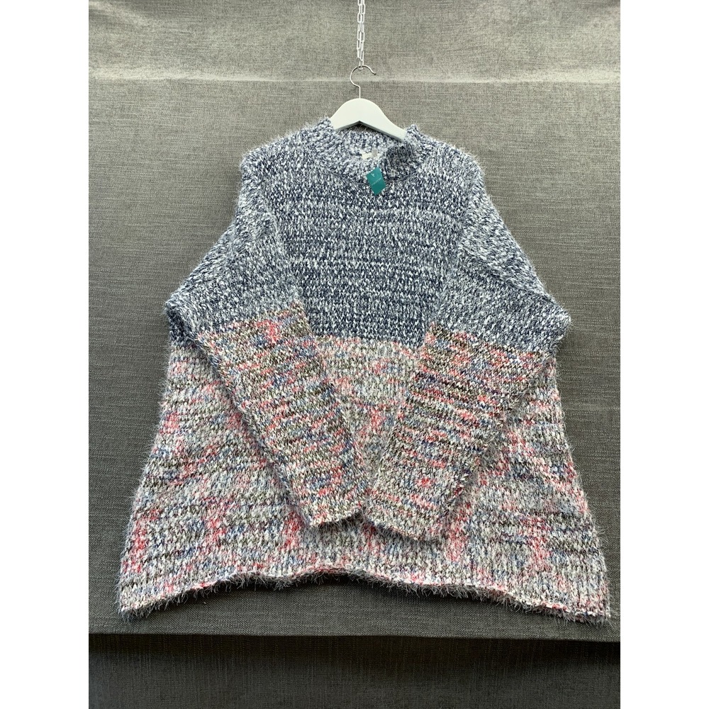 Maurices Sweater Womens 2X Multicolor Colorblock Tight Knit Mock Neck‎ Warm Wear